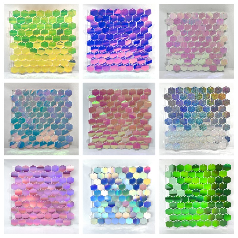 Sequin Fabric Panel - 1pc Hexagon Sequin Backdrop Panels Shimmer