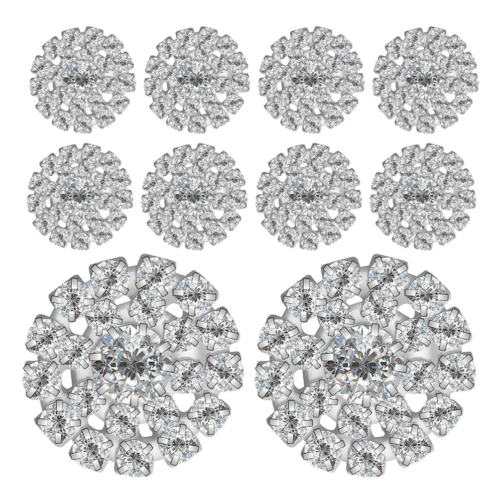 Embellish Craft - 10Pcs Round Rhinestone Buttons Alloy Flatback