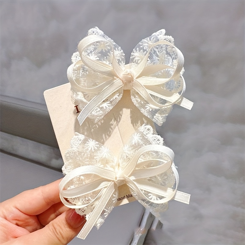 2Pcs Elegant Lace Bow Hairpins – Lace Ribbon Trim recenzja i cena
