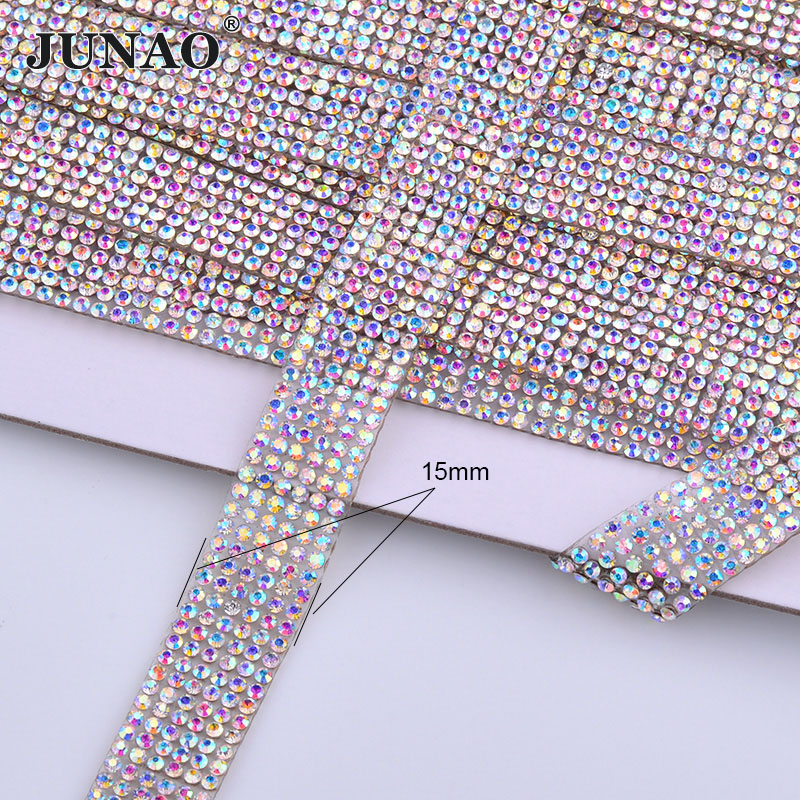 JUNAO 5Yard Crystal AB Rhinest – Crystal Mesh Fabric recenzja i cena