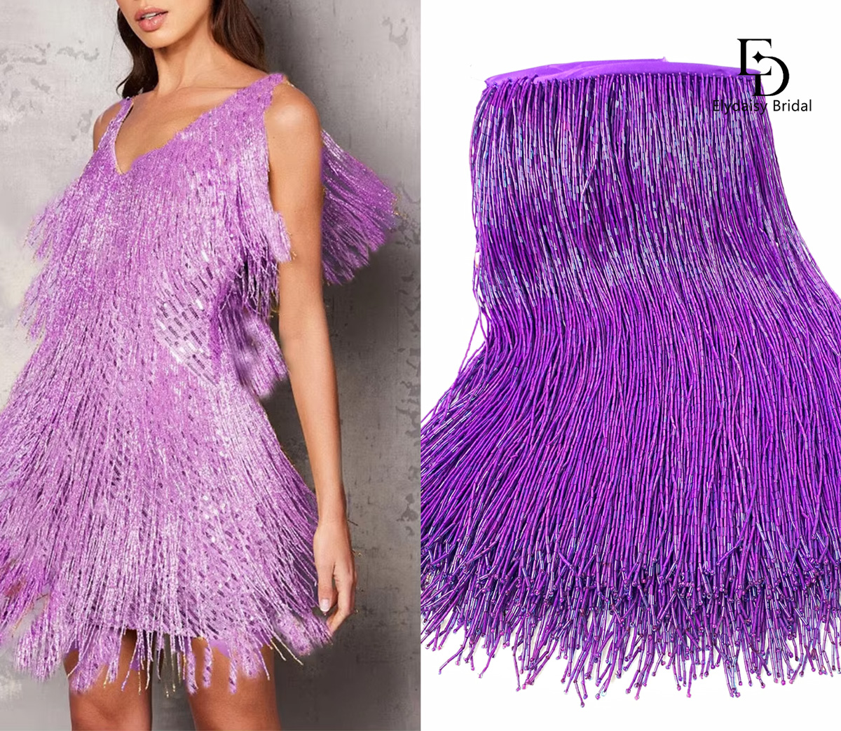 30CM Long Purple Green Black B – Fringe Ribbon Sewing recenzja i cena