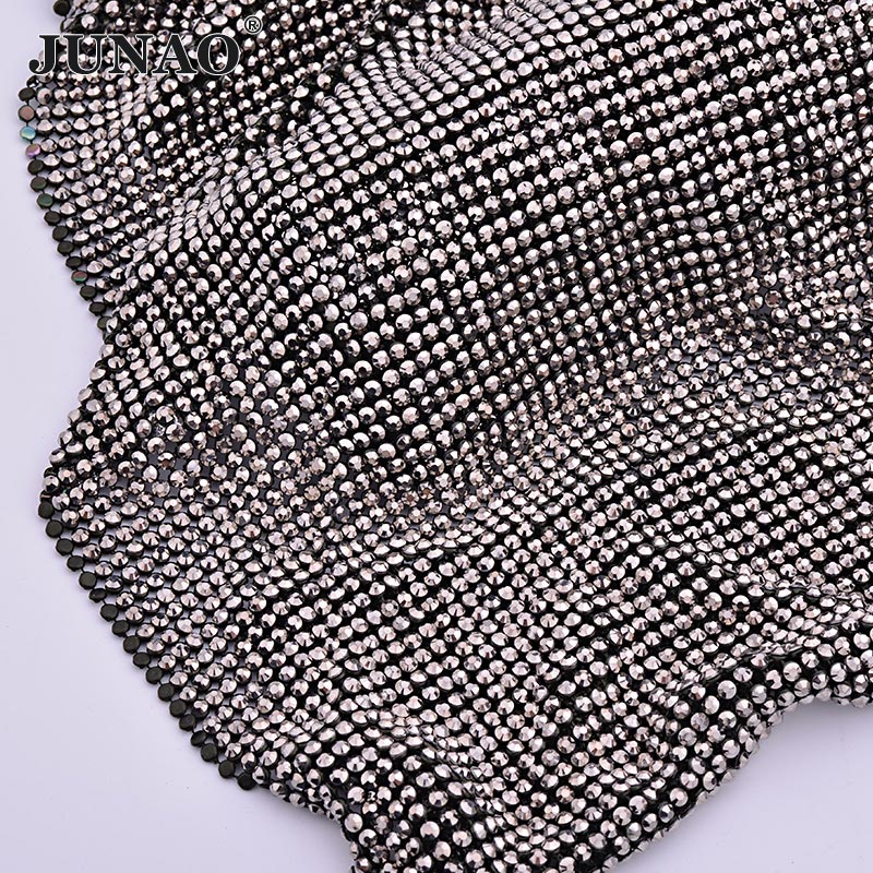 JUNAO 45*120cm Black Gold Crys – Crystal Mesh Fabric recenzja i cena