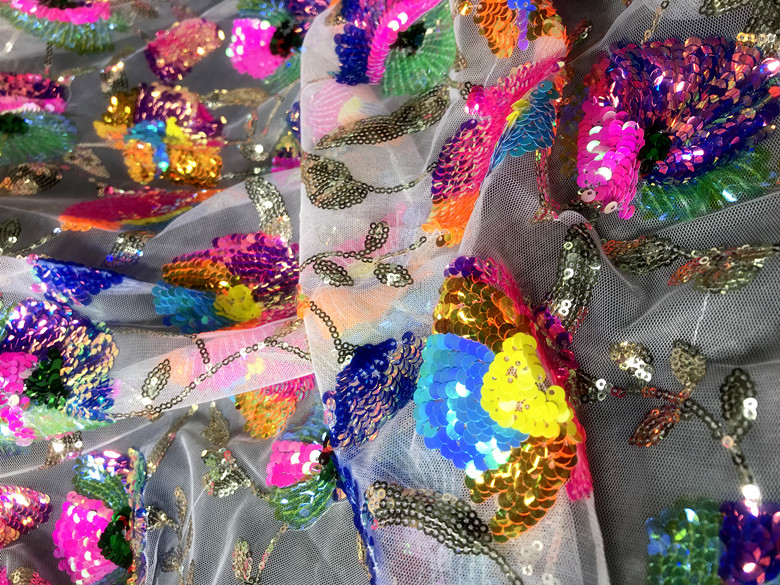 Colorful Crystal Sequins Flowe – Crystal Mesh Fabric recenzja i cena