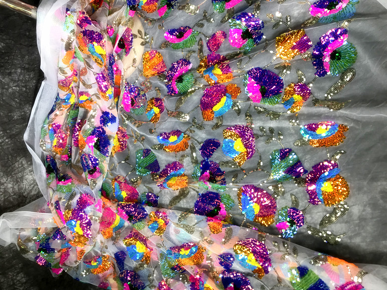 Colorful Crystal Sequins Flowe – Crystal Mesh Fabric recenzja i cena
