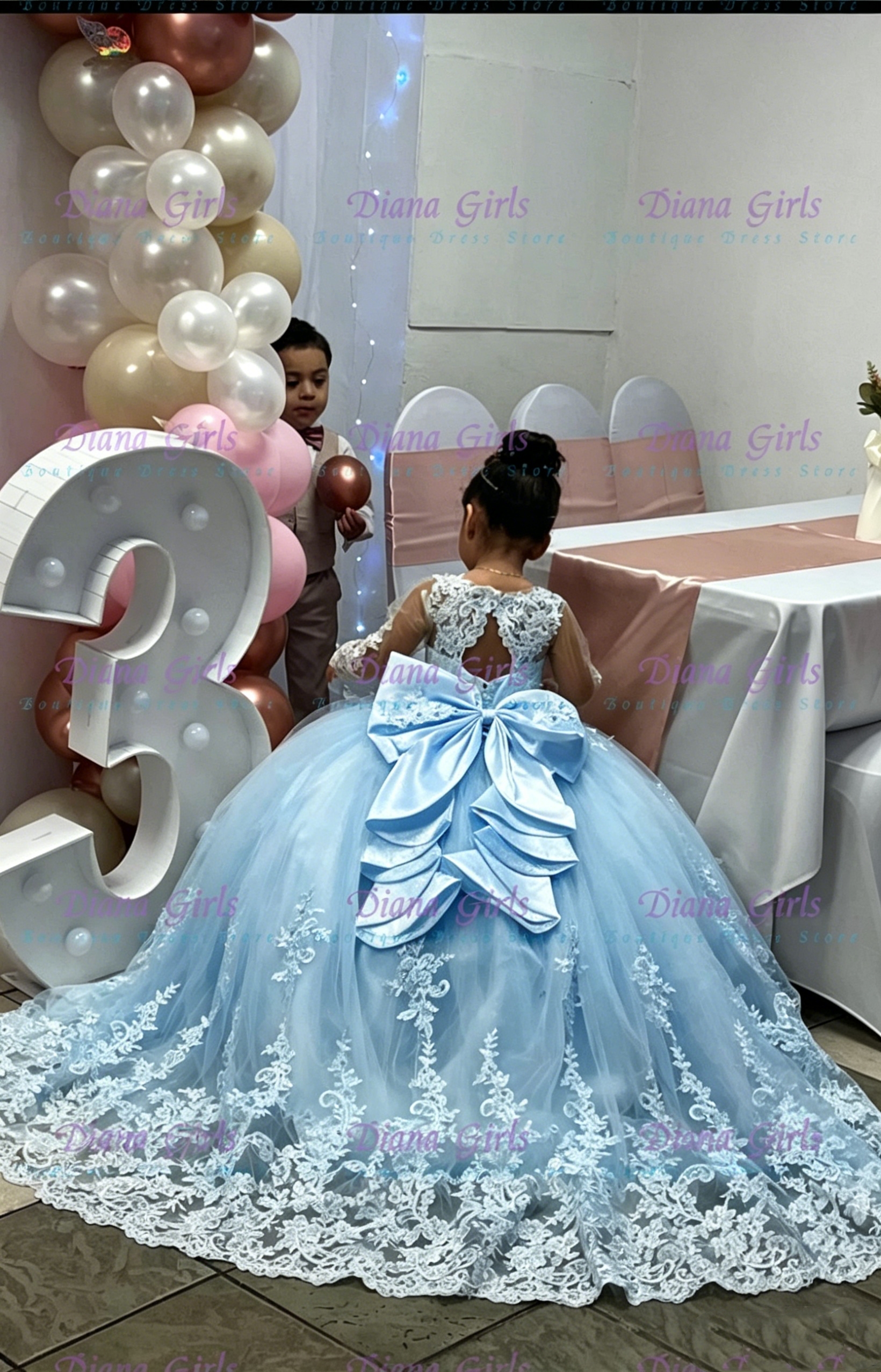 Elegant Flower Girl Dress Whit – Lace Ribbon Trim recenzja i cena