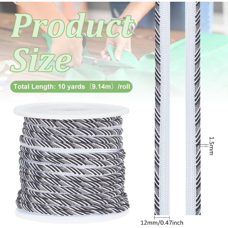 10 Yard Black Twisted Lip Cord – Cord Trim Twisted recenzja i cena