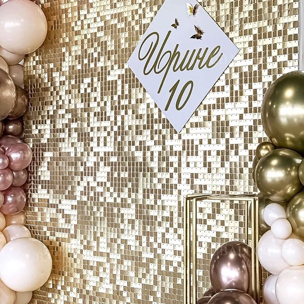 Champagne Gold Shimmer Backdro – Sequin Fabric Panel recenzja i cena
