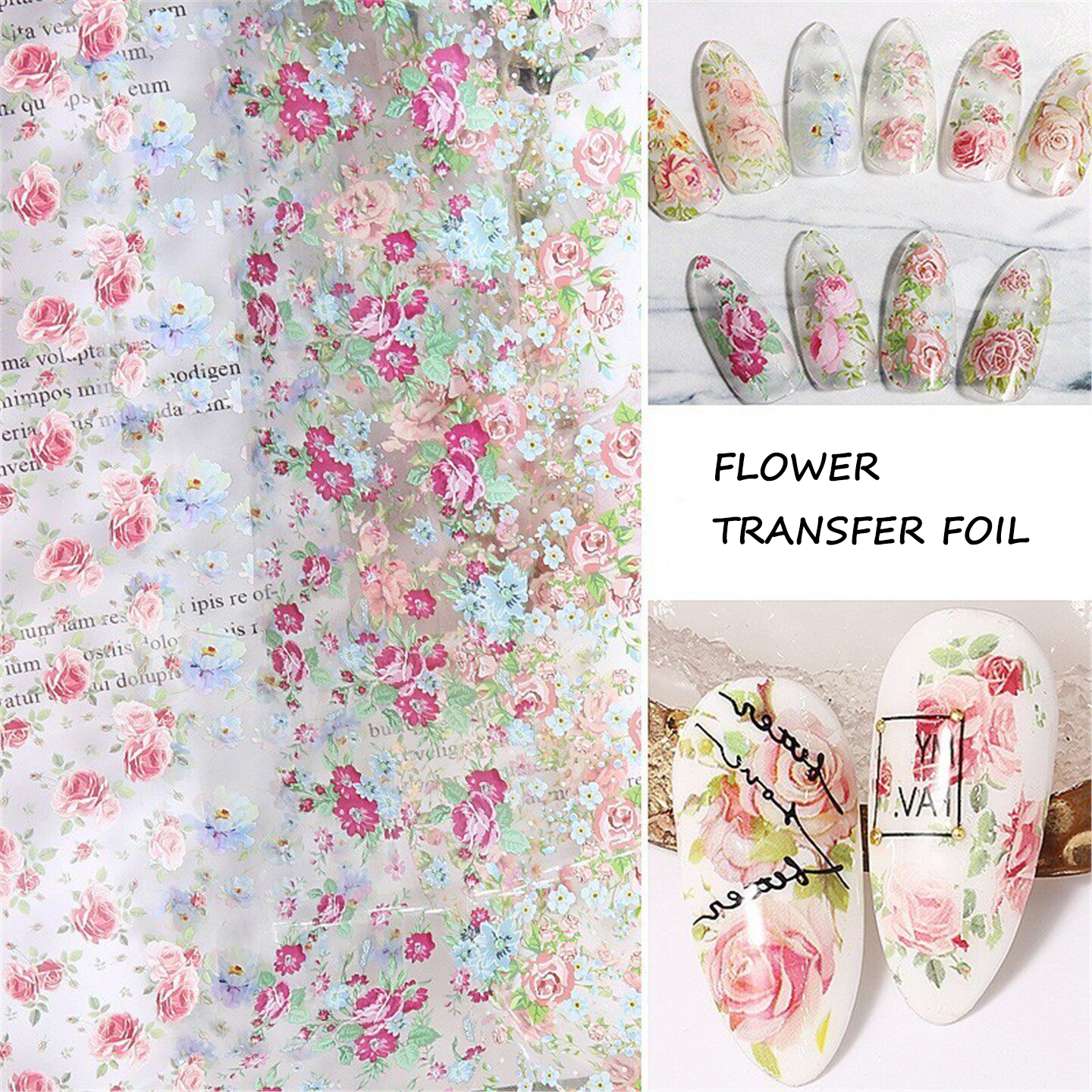 10 Rolls Rose Flower Nail Foil – Glitter Vinyl Roll recenzja i cena