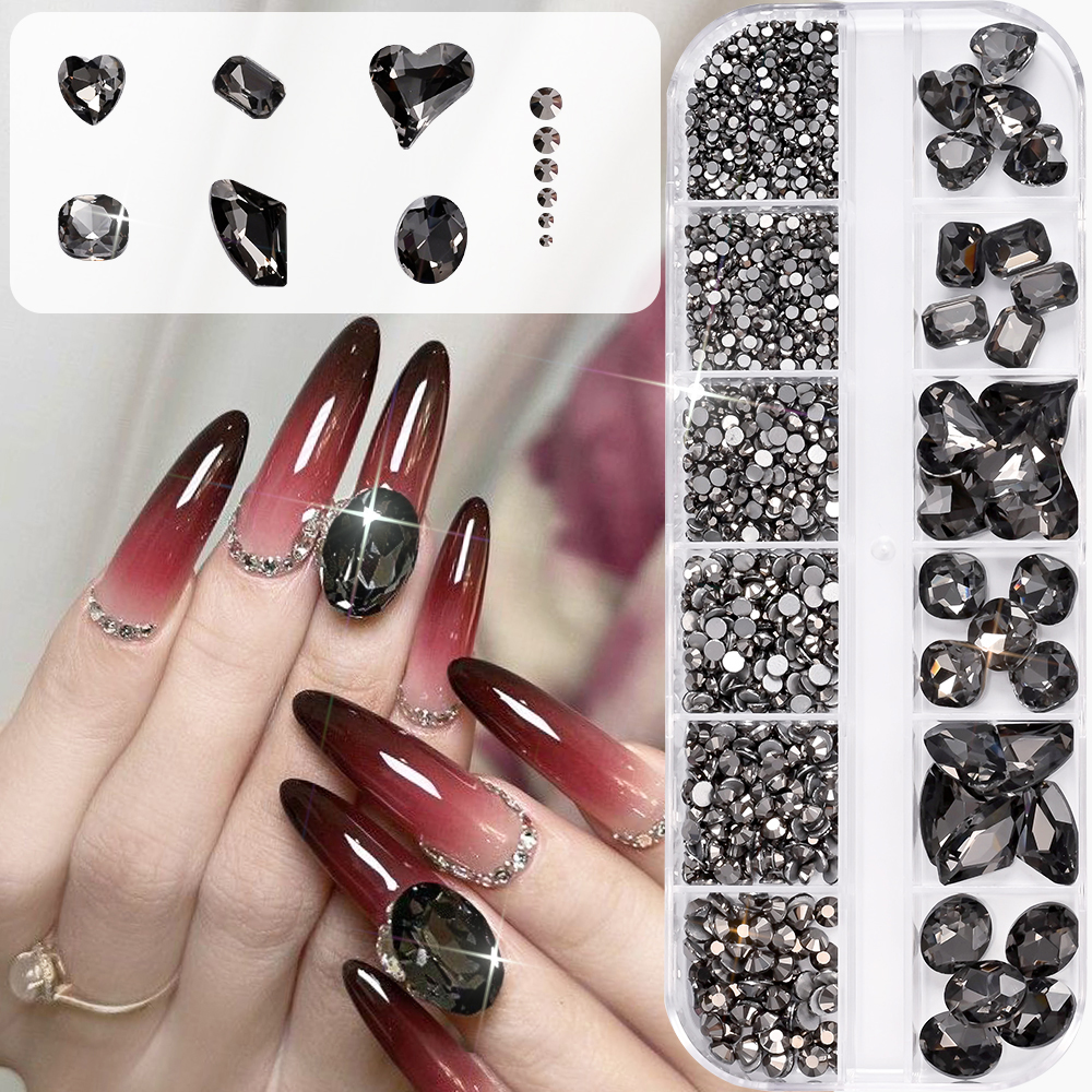 12Grids 3D Black Heart/Square/ – Hotfix Rhinestone Sheet recenzja i cena