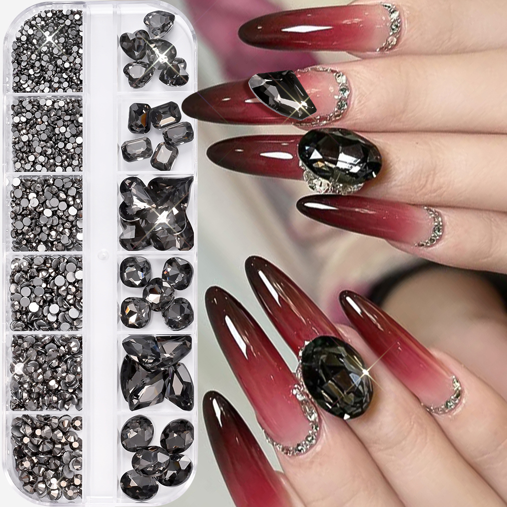 12Grids 3D Black Heart/Square/ – Hotfix Rhinestone Sheet recenzja i cena