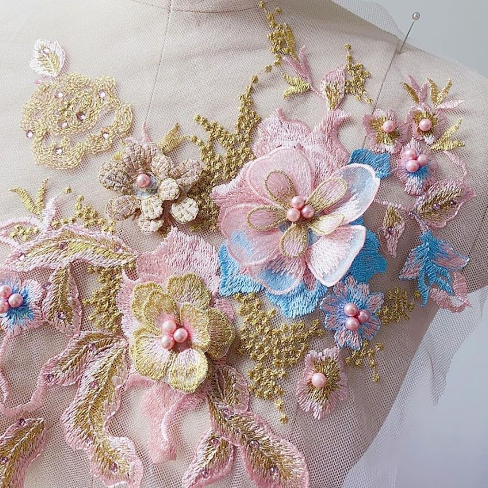 3D Flowers Beaded Lace Fabrics – Applique Patch Flower recenzja i cena