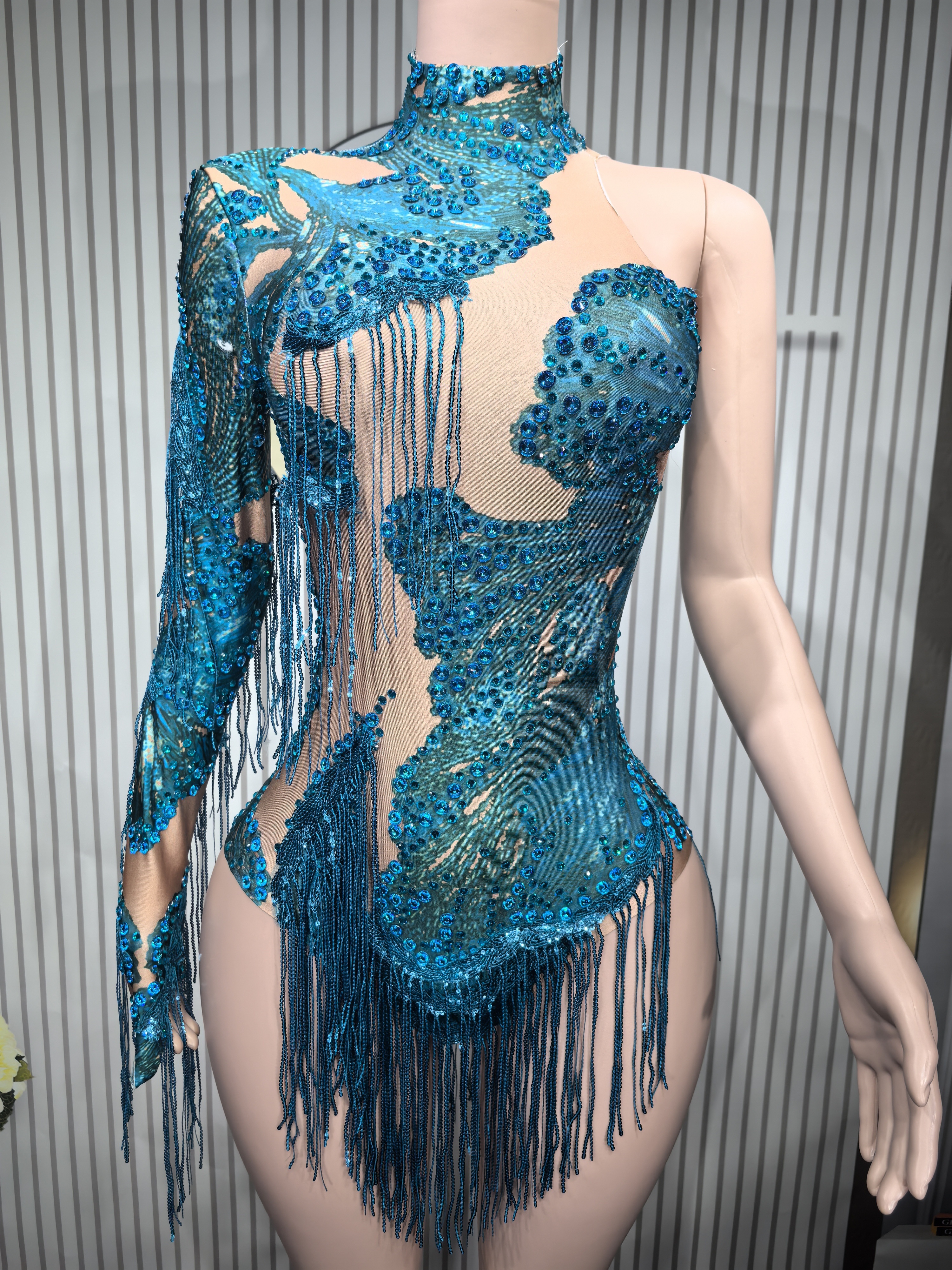 Sexy Skinny Leotard Singer Dan – Rhinestone Banding Trim recenzja i cena