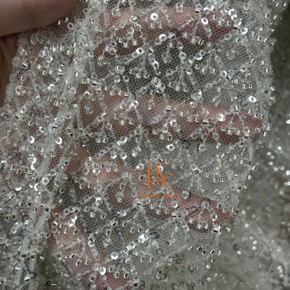 High-end lace embroidery beadi – Crystal Mesh Fabric recenzja i cena