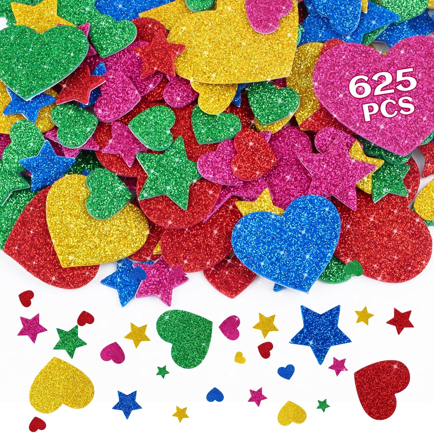 625Pcs Glitter Heart Foam Stic – Glitter Vinyl Roll recenzja i cena