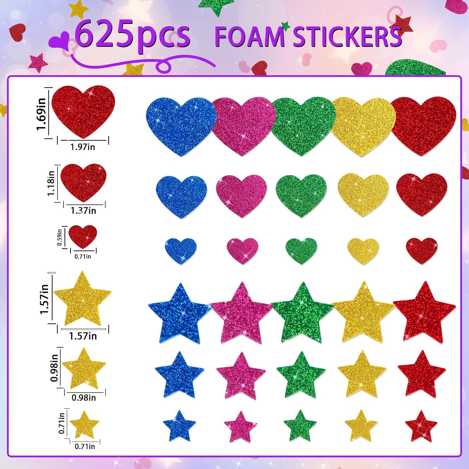 625Pcs Glitter Heart Foam Stic – Glitter Vinyl Roll recenzja i cena
