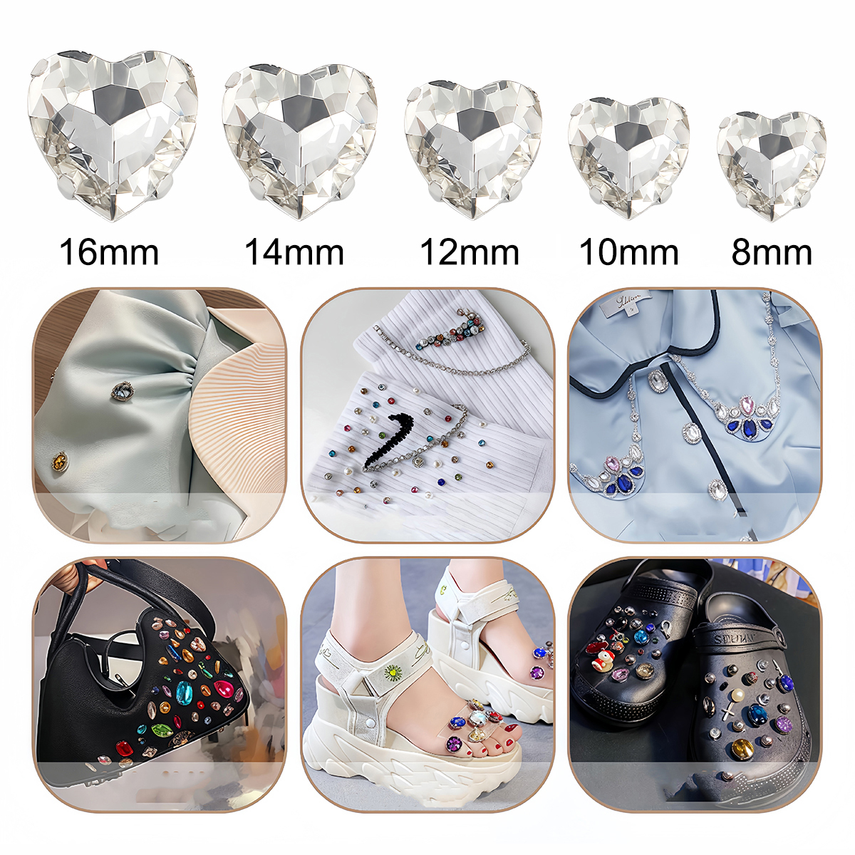 Heart Shape Glass Rhinestones  – Sew On Rhinestone recenzja i cena