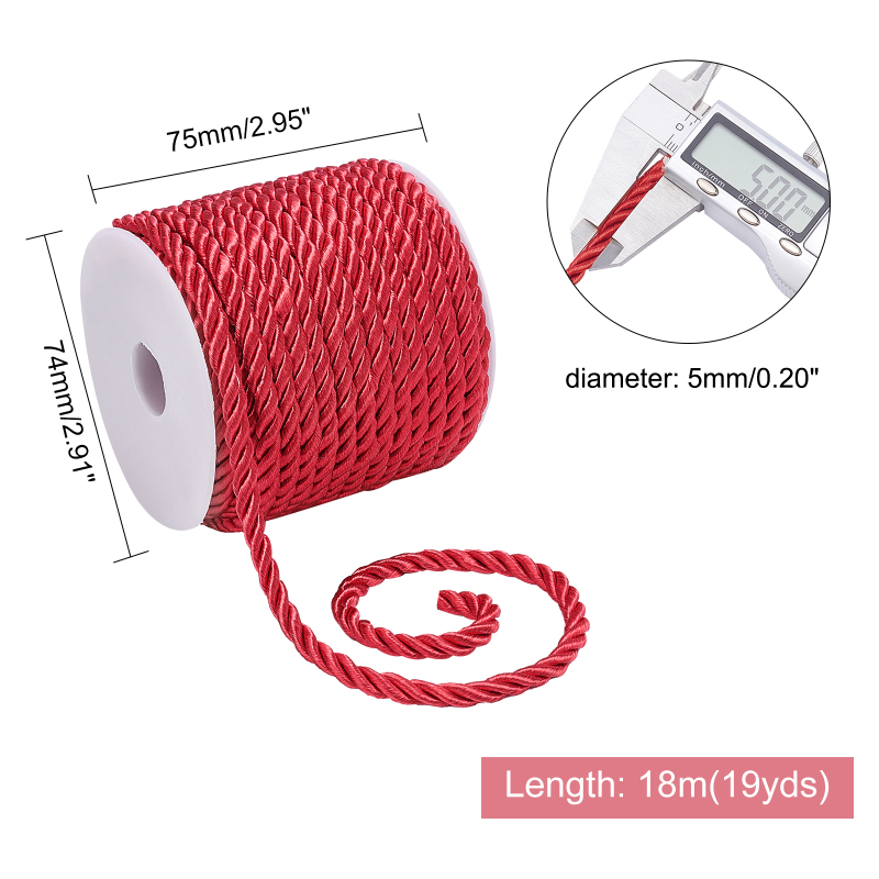 19.6 Yard Red Silk Rope 3-Ply  – Cord Trim Twisted recenzja i cena