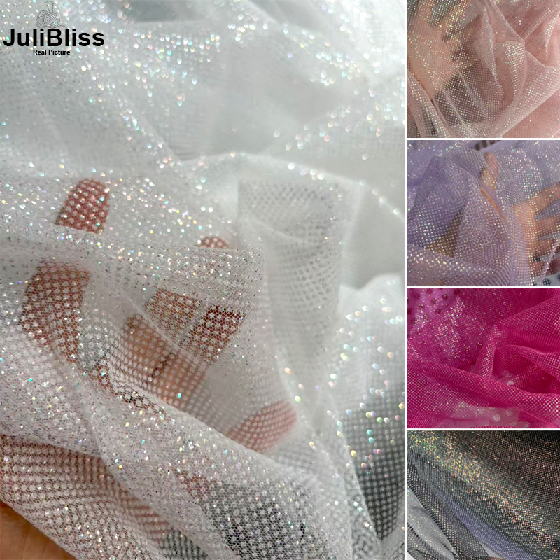 Shimmering White Glitter Tulle – Sequin Fabric Panel recenzja i cena