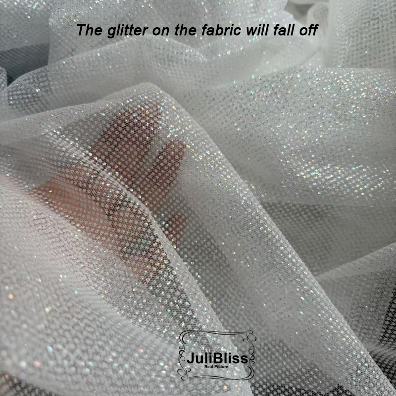 Shimmering White Glitter Tulle – Sequin Fabric Panel recenzja i cena