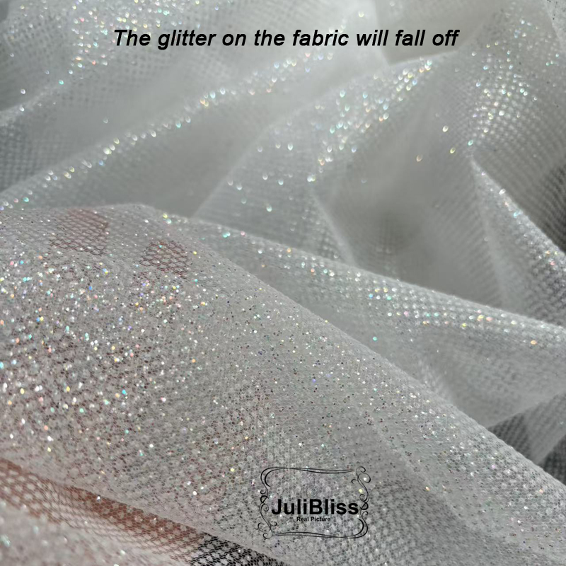 Shimmering White Glitter Tulle – Sequin Fabric Panel recenzja i cena