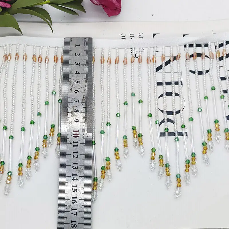 Glass Tube Fringe Tassel 16cm  – Beaded Trim Fringe recenzja i cena