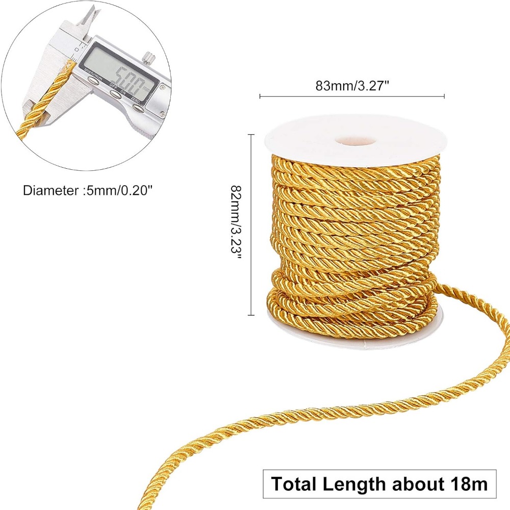 59 Feet Gold Cord 5mm Twisted  – Cord Trim Twisted recenzja i cena