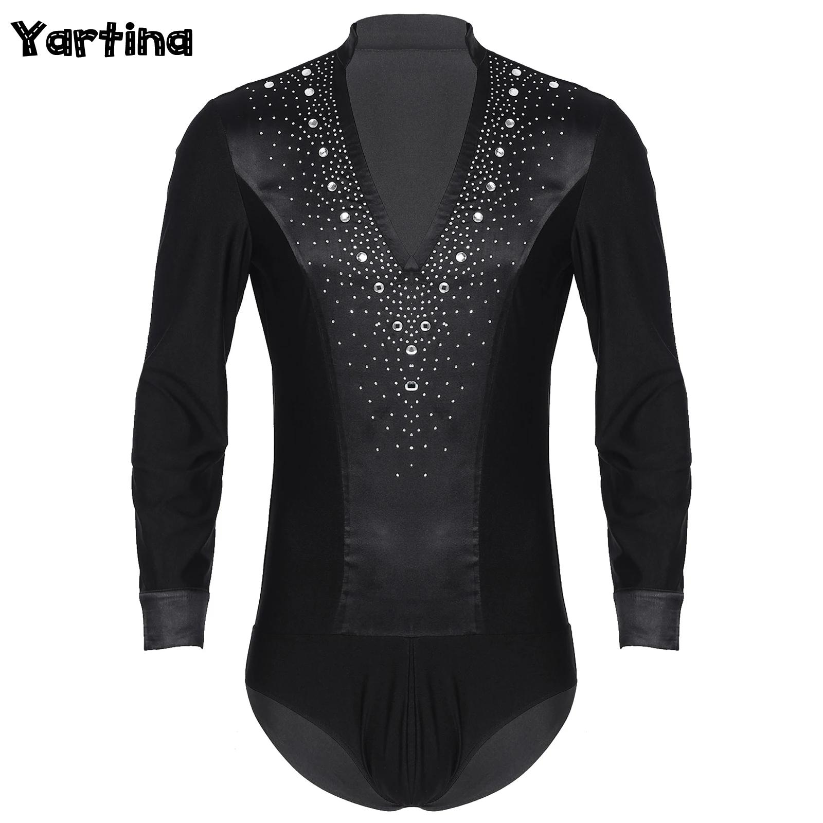 Mens Latin Jazz Dance Leotard  – Rhinestone Banding Trim recenzja i cena