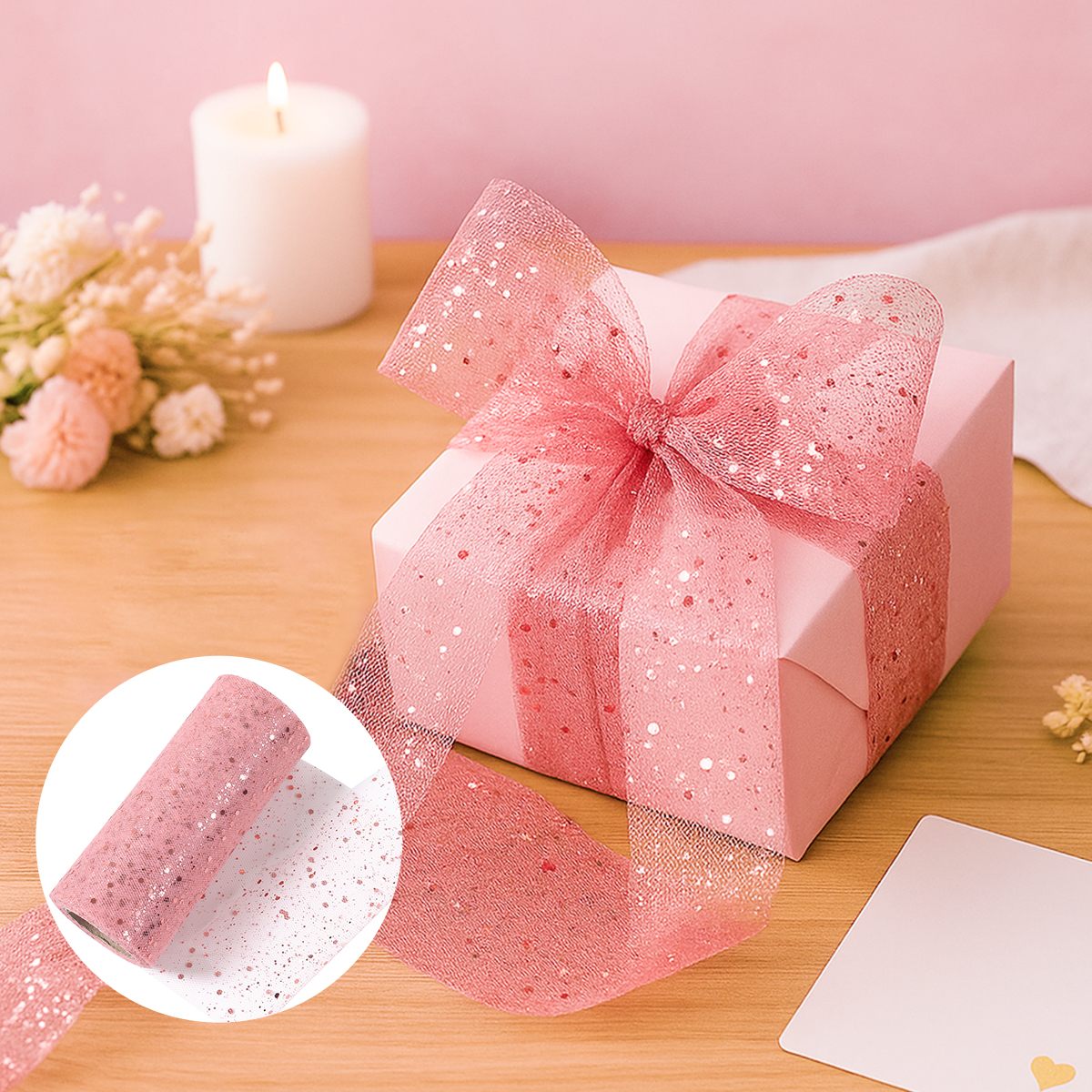 Glitter Tulle Rolls Birthday P – Organza Ribbon Spool recenzja i cena