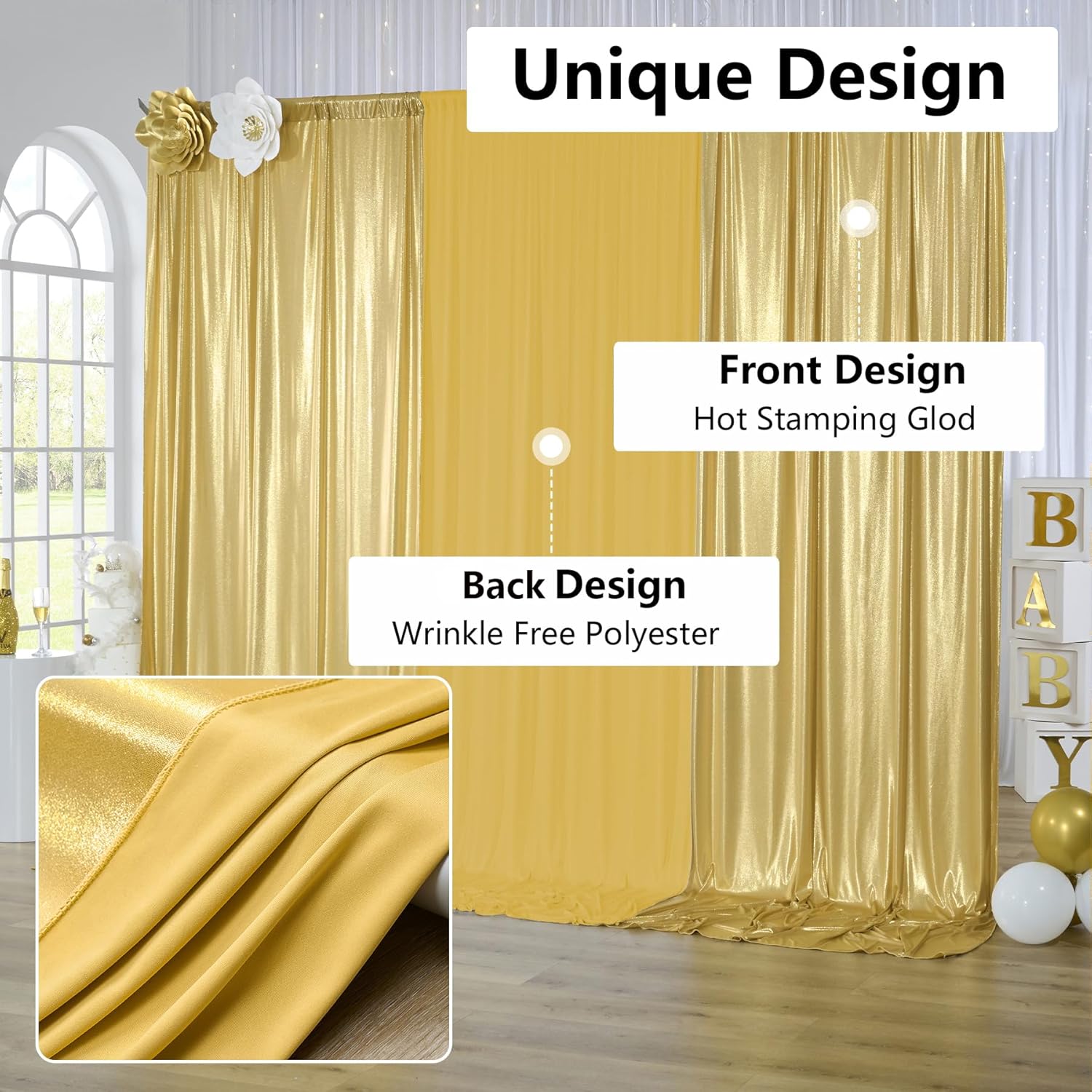 2.3x7FT Wrinkle Free Glitter 1 – Sequin Fabric Panel recenzja i cena