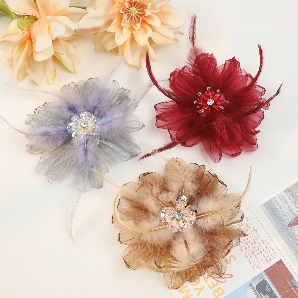 Handmade Mesh Feather Flower B – Crystal Mesh Fabric recenzja i cena