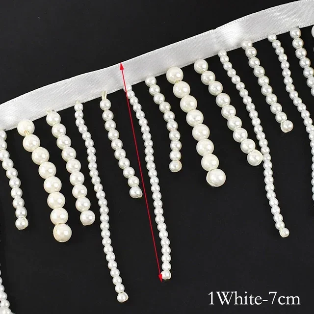 1/2Yards Pearl Beaded Tassel F – Beaded Trim Fringe recenzja i cena