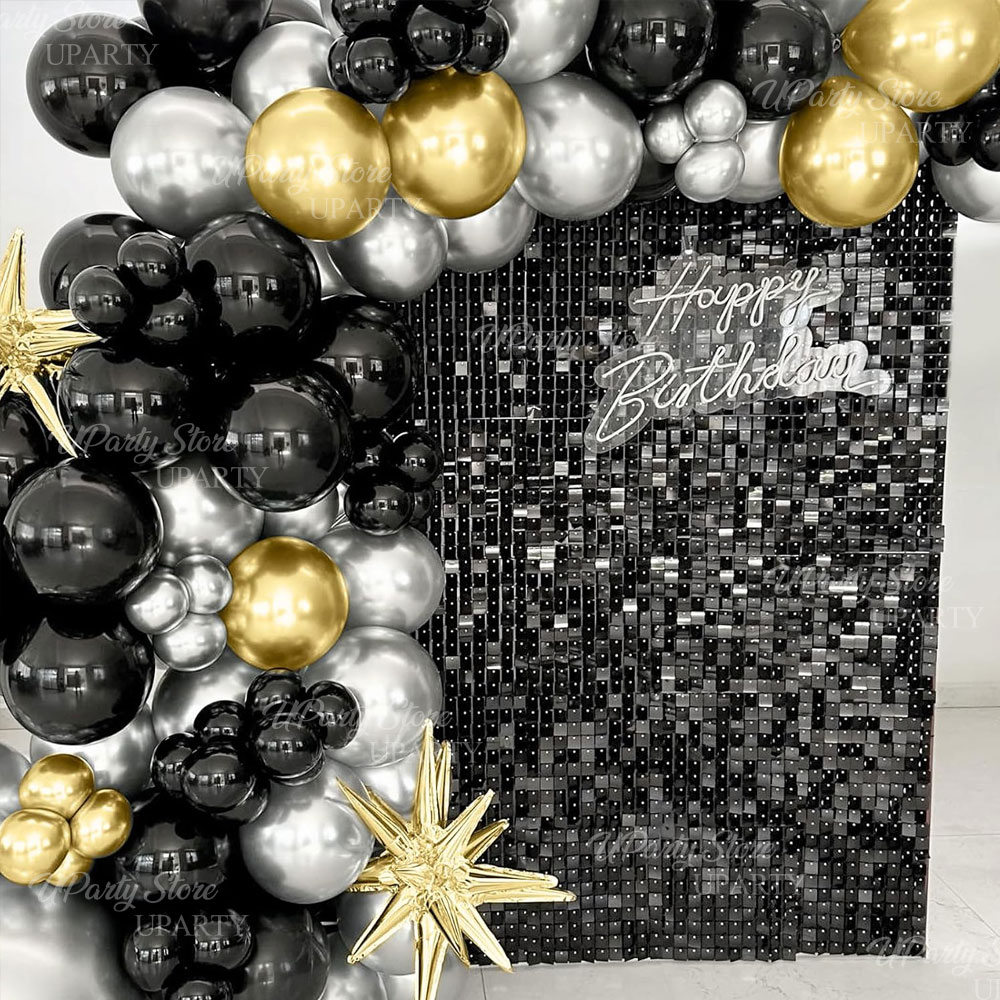 Black Shimmer Wall Backdrop 12 – Sequin Fabric Panel recenzja i cena