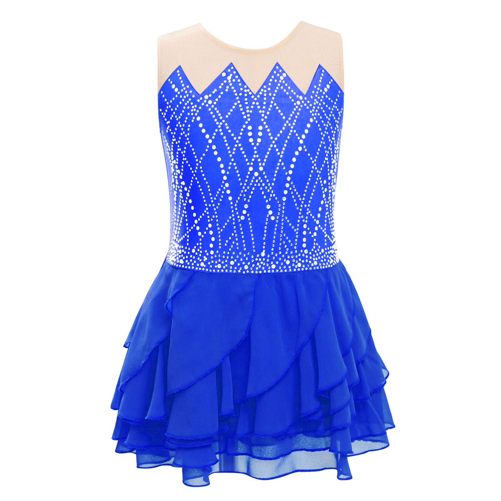 Girls Mesh Figure Skating Dres – Rhinestone Banding Trim recenzja i cena