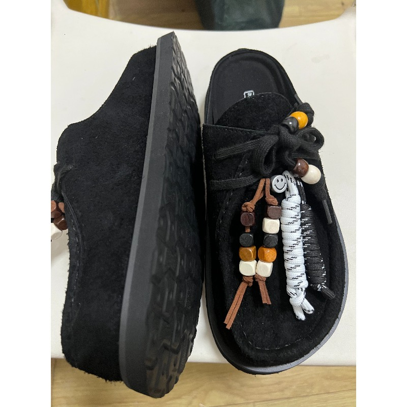 Women Men Clogs Cow Suede Leat – Guipure Lace Panel recenzja i cena