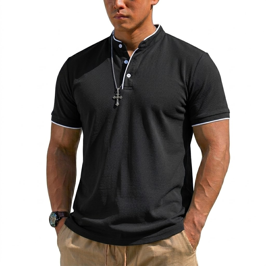 Summer Short Sleeve Henley Shi – Embellish Knit recenzja i cena