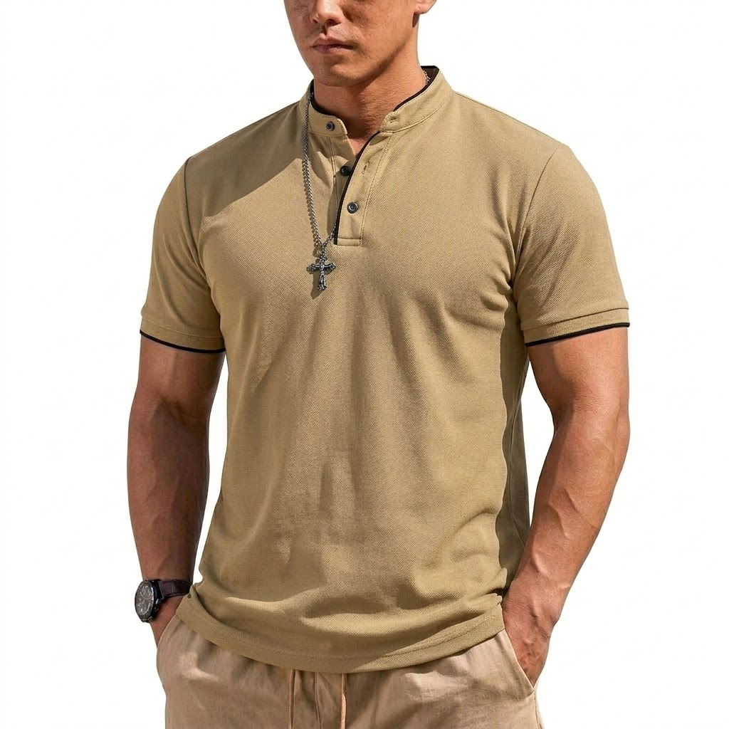 Summer Short Sleeve Henley Shi – Embellish Knit recenzja i cena