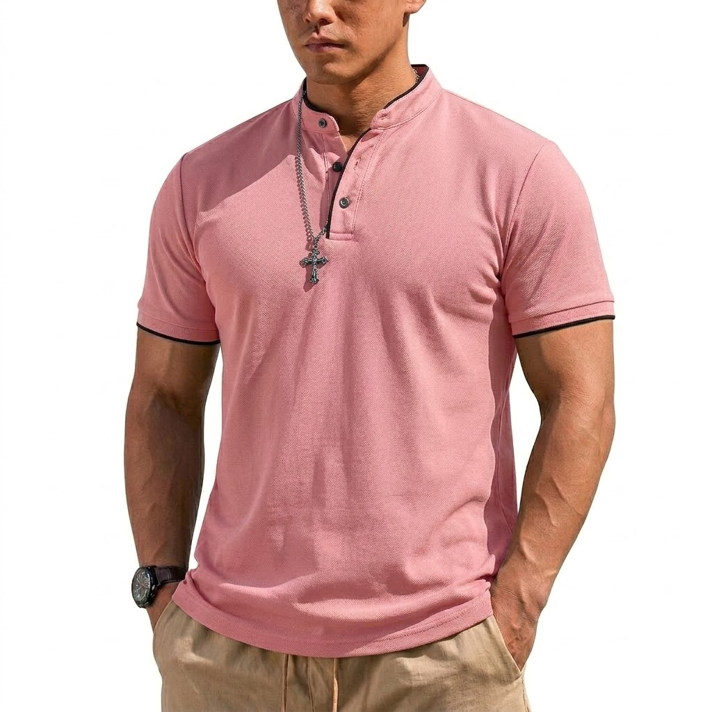 Summer Short Sleeve Henley Shi – Embellish Knit recenzja i cena