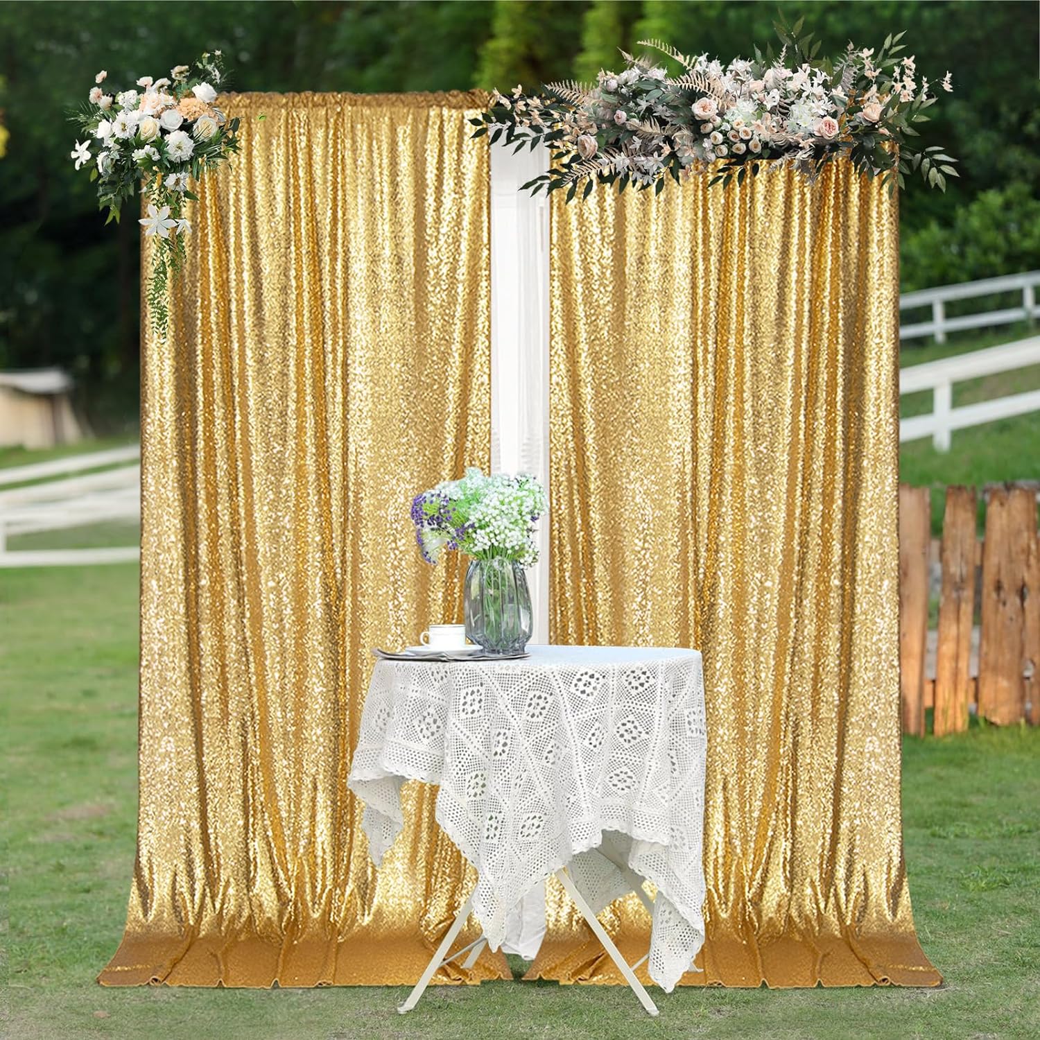 2×8FT-4PCS Gold Sequin Backdro – Sequin Fabric Panel recenzja i cena