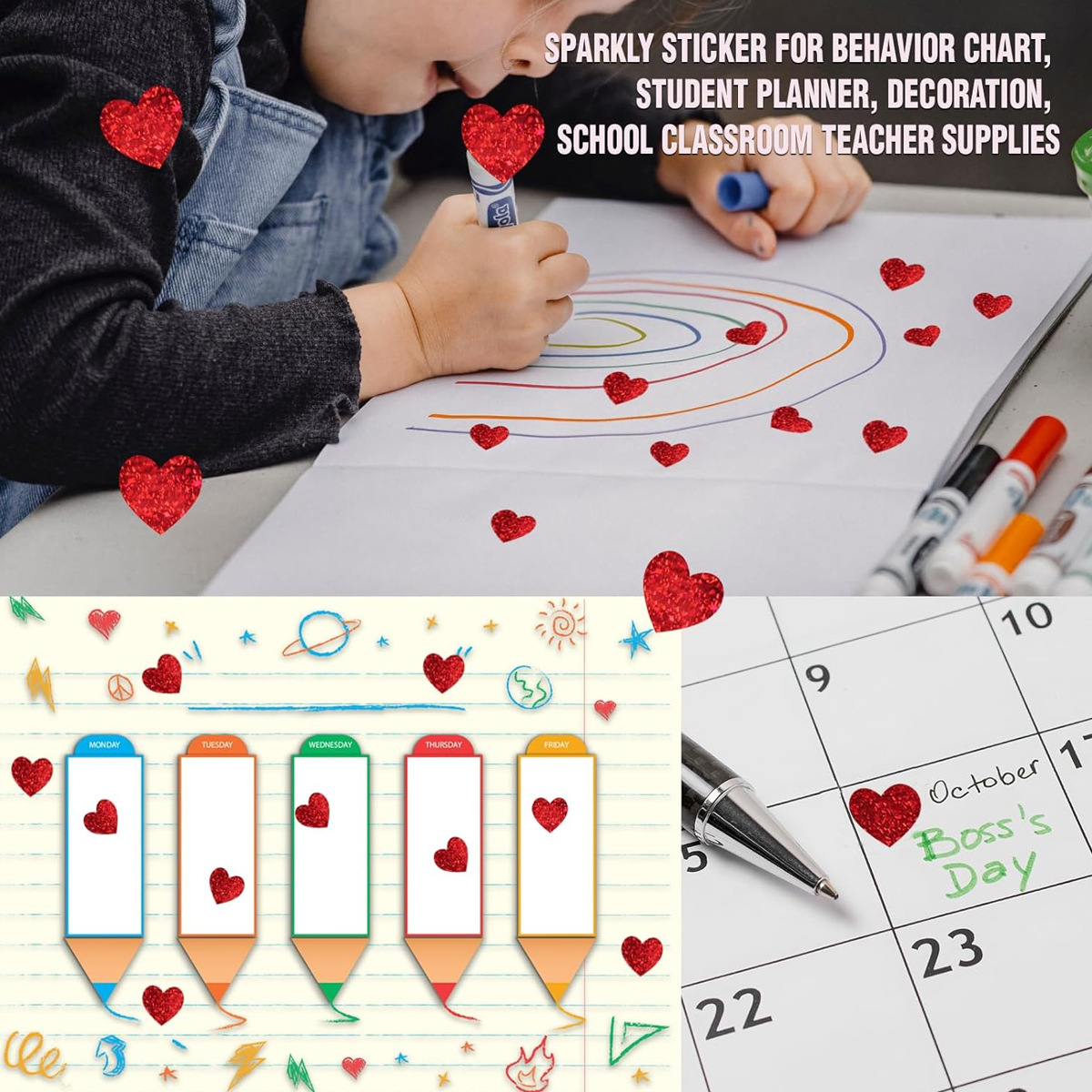 600 Pcs Red Heart Stickers, Sm – Glitter Vinyl Roll recenzja i cena