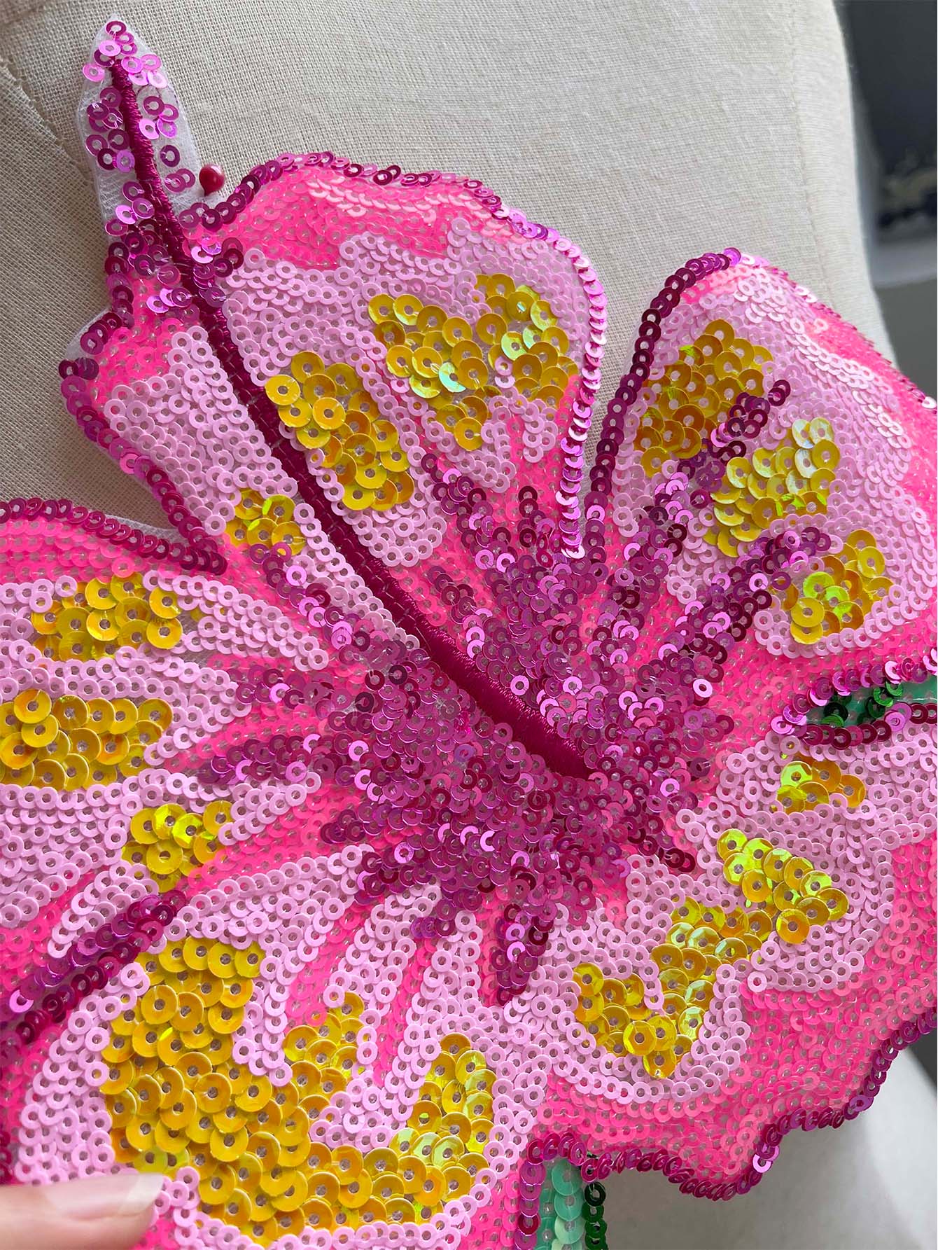1 Piece 26CM Shining Pink Sequ – Applique Patch Flower recenzja i cena