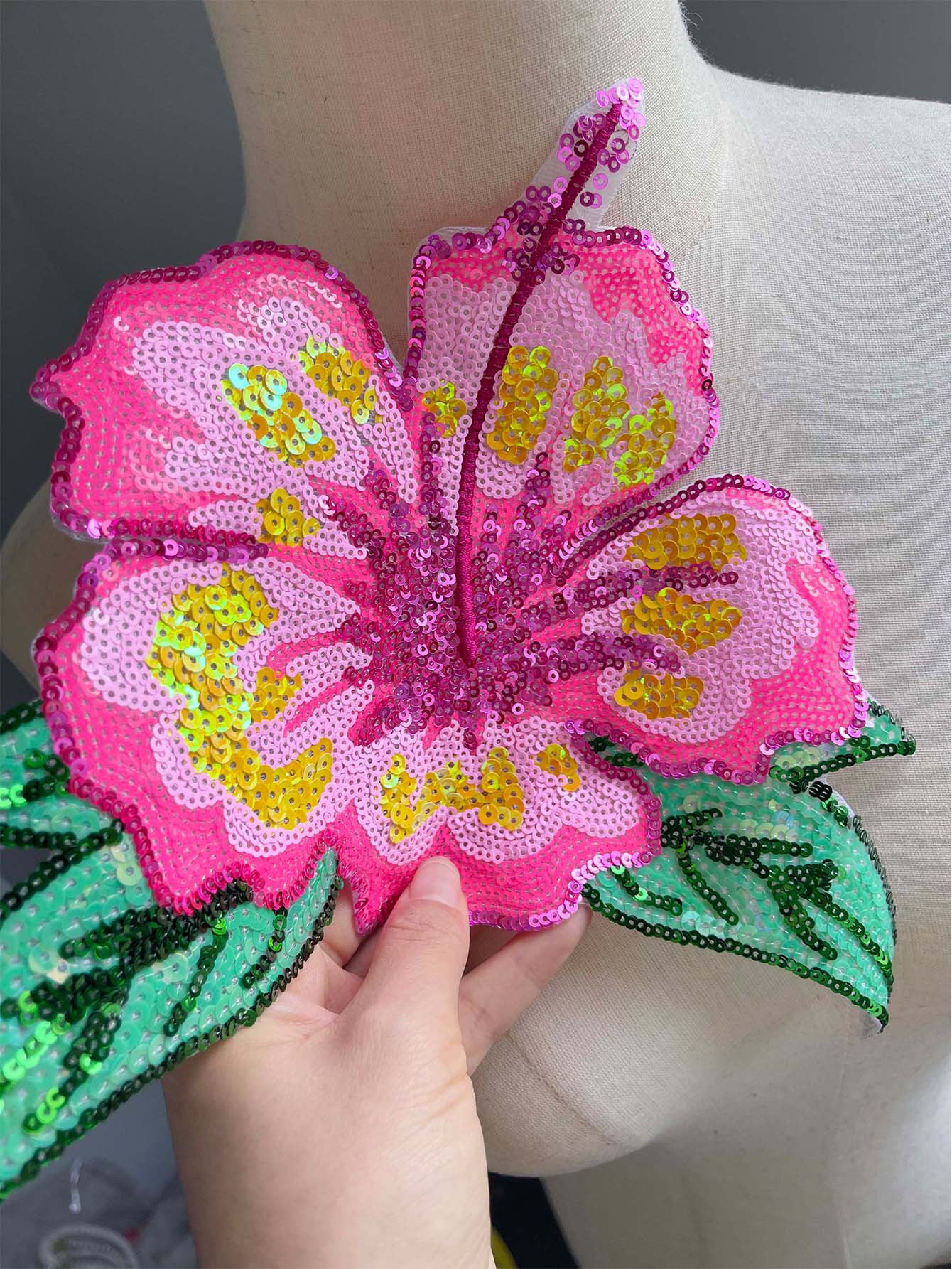 1 Piece 26CM Shining Pink Sequ – Applique Patch Flower recenzja i cena