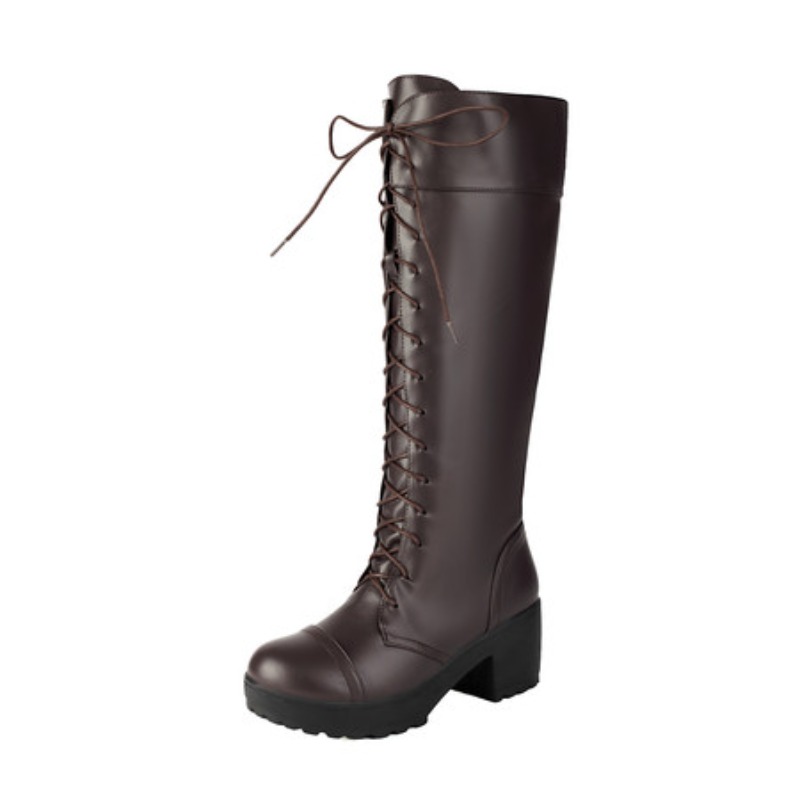 Womens Knee High Lace Up Comba – Guipure Lace Panel recenzja i cena
